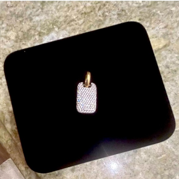 Bez Ambar - Twinkle Dog Tag White Diamond and 18K Gold Pendant- Customized - Picture 2 of 5